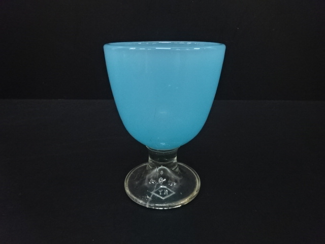 ウランガラス　青被せ　棗形　氷コップ